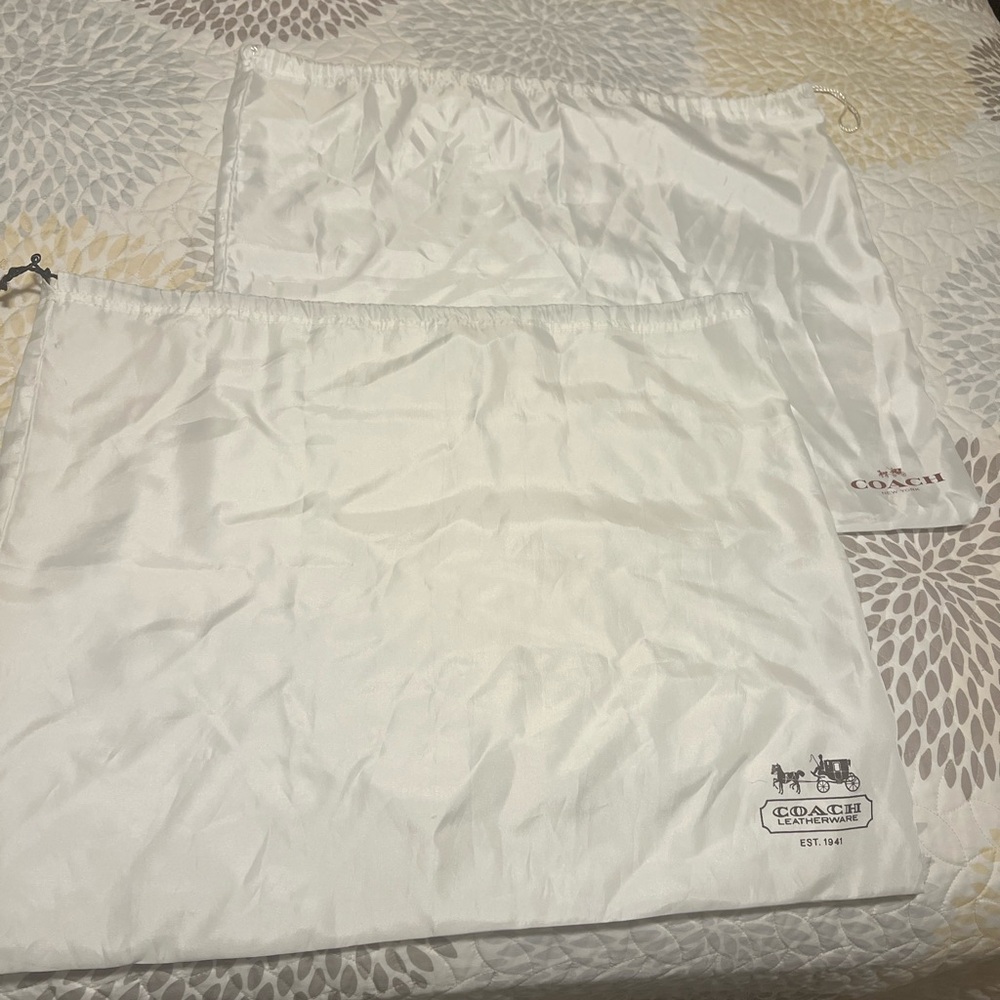 Two Large Satin Coach Dust Bags